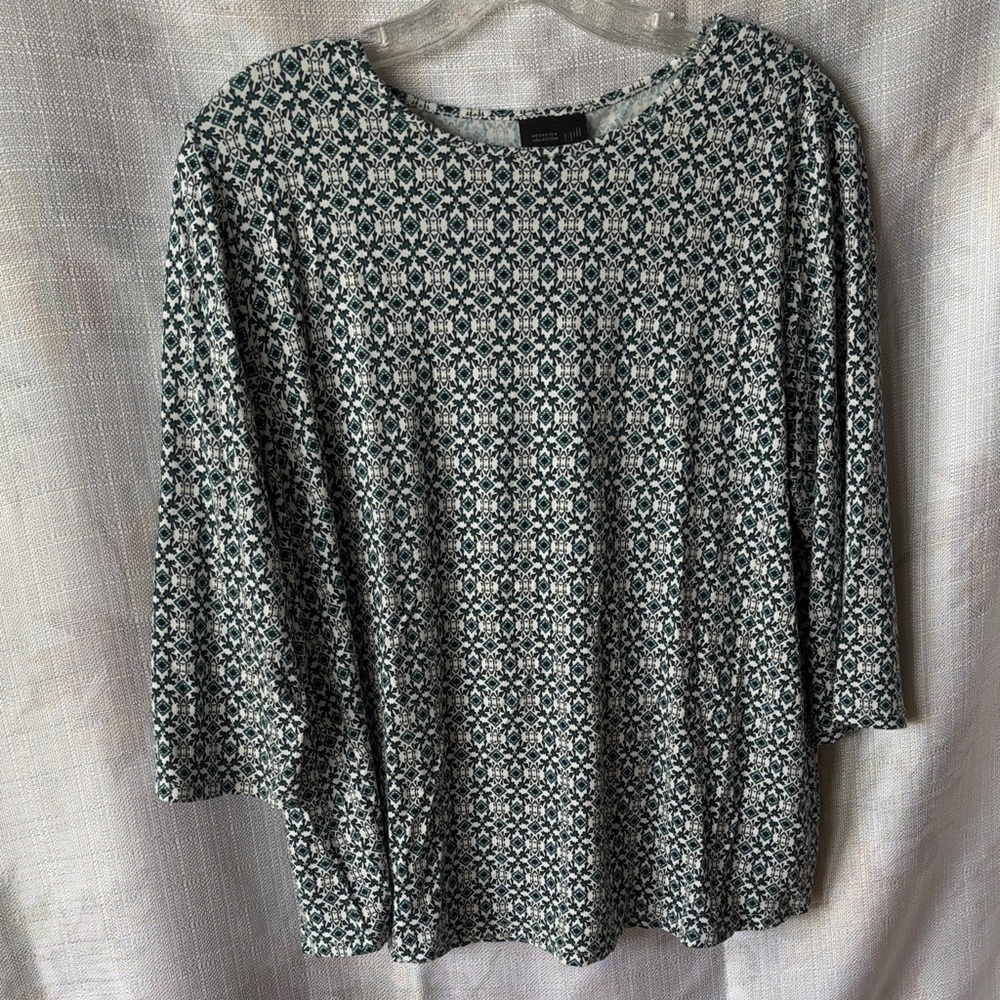 J. Jill Geometric Print Blouse in Black and White
